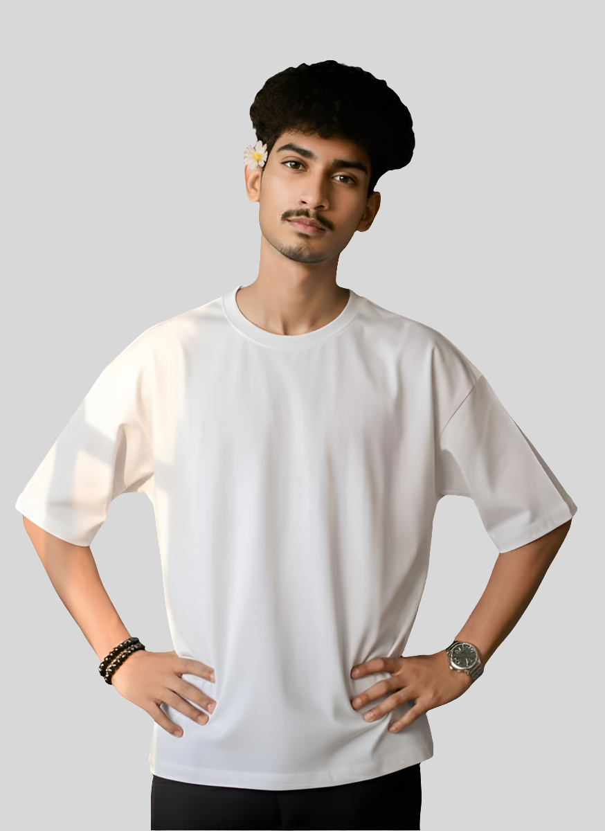 Unisex Oversized White T-Shirt – Drop Shoulder Heavyweight Cotton Streetwear Tee