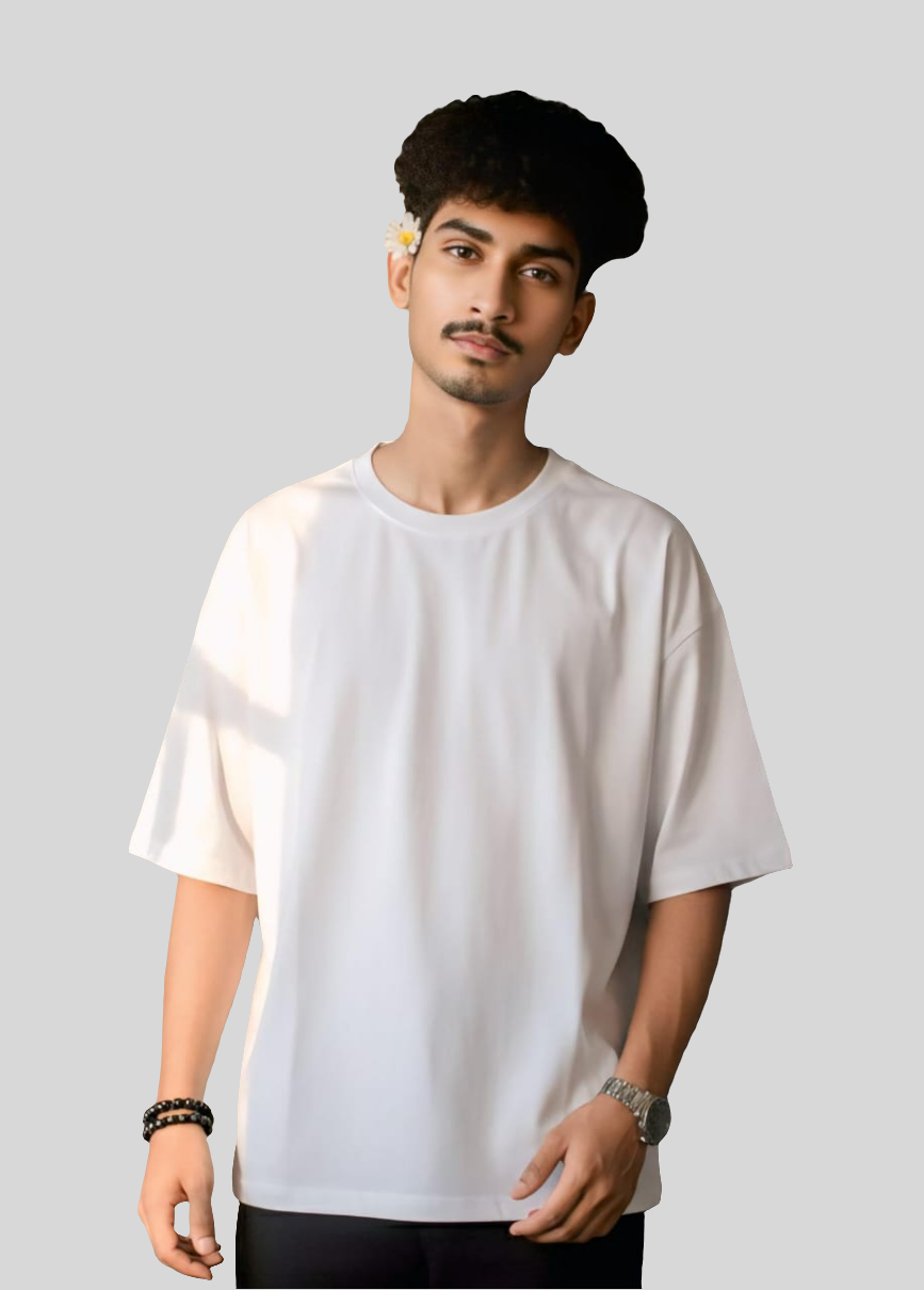 Unisex Oversized White T-Shirt – Drop Shoulder Heavyweight Cotton Streetwear Tee