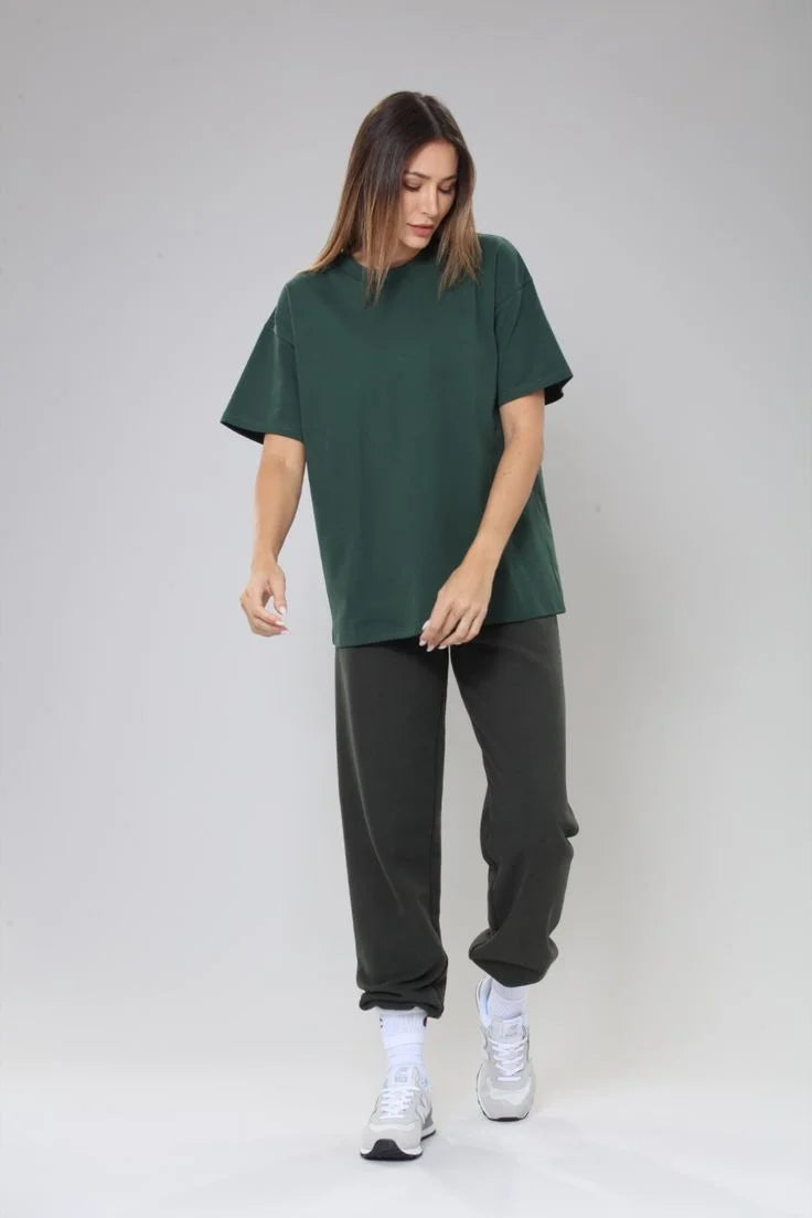Unisex Oversized khai green T-Shirt – Drop Shoulder Heavyweight Cotton Streetwear Tee