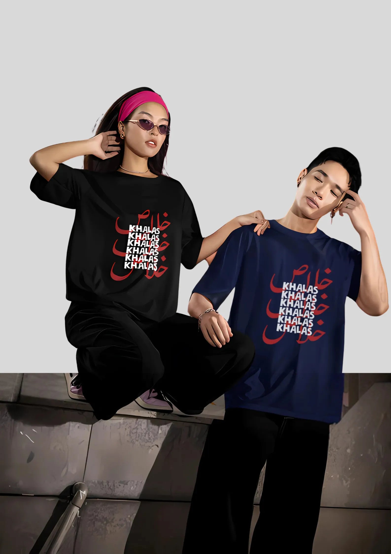 khas oversized  tshirt couple