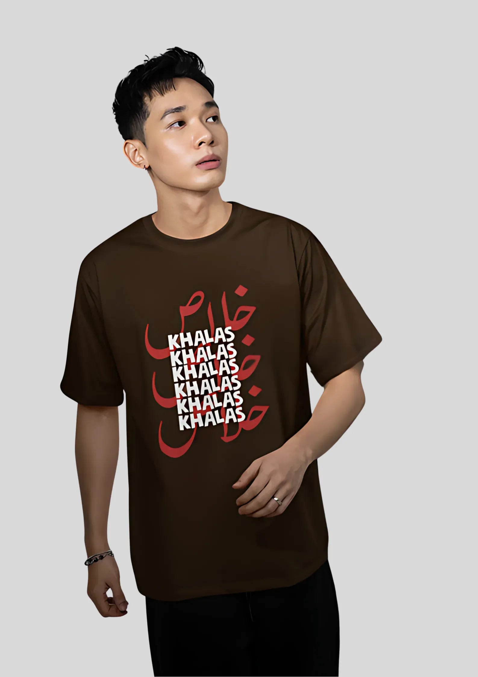 khas oversized tshirt men brown 