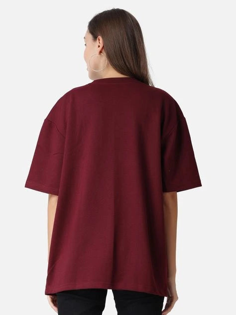 maroon oversized tshirt women back