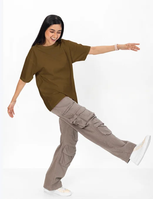 oversized brown tshirt women