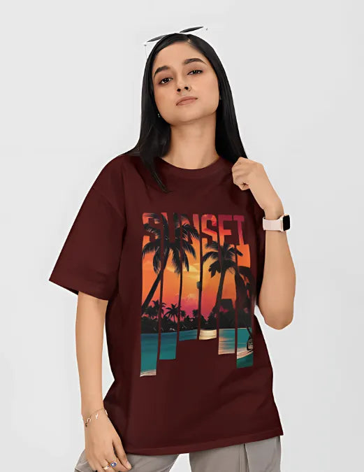 oversized front printed tshirt women