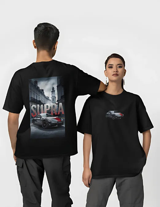 oversized print tshirt car back and front