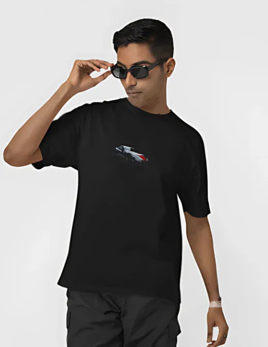 oversized print tshirt car back and front