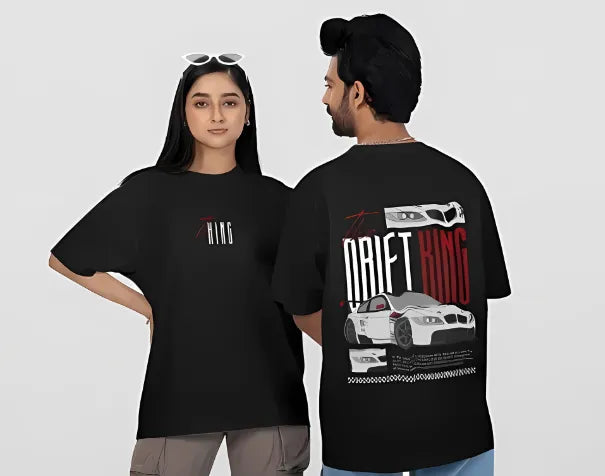 oversized printed tshirt front back car