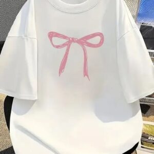 oversized pink bow tshirt